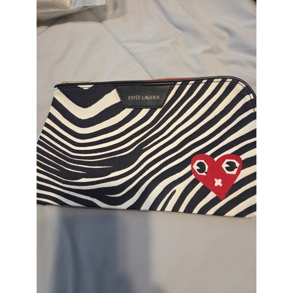 Estée Lauder Handbags - Estee Lauder Makeup Cosmetic Bag Black/White/Red  10 x 6 inches